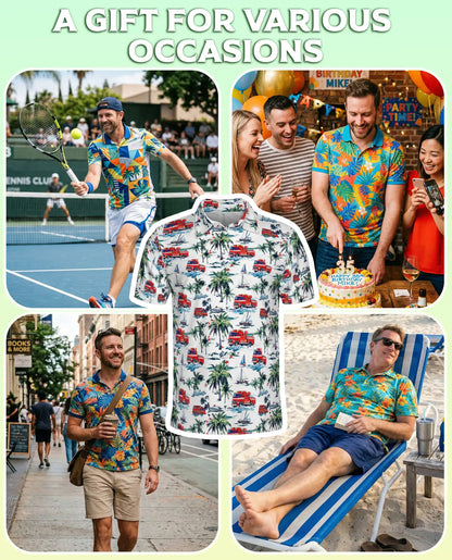Fire Truck Beach Pattern Polo Shirt | Netecom