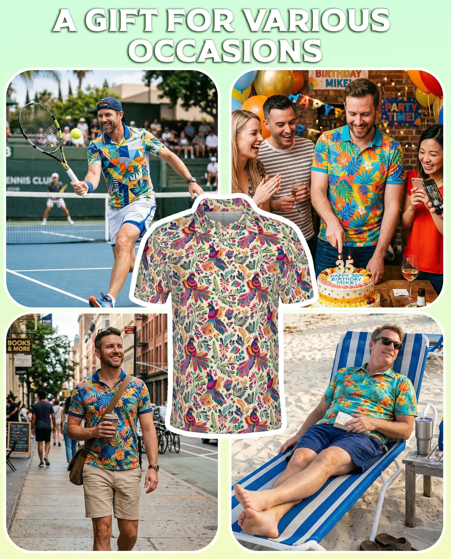 Colorful Bird Floral Polo Shirt – Tropical Pattern | Netecom