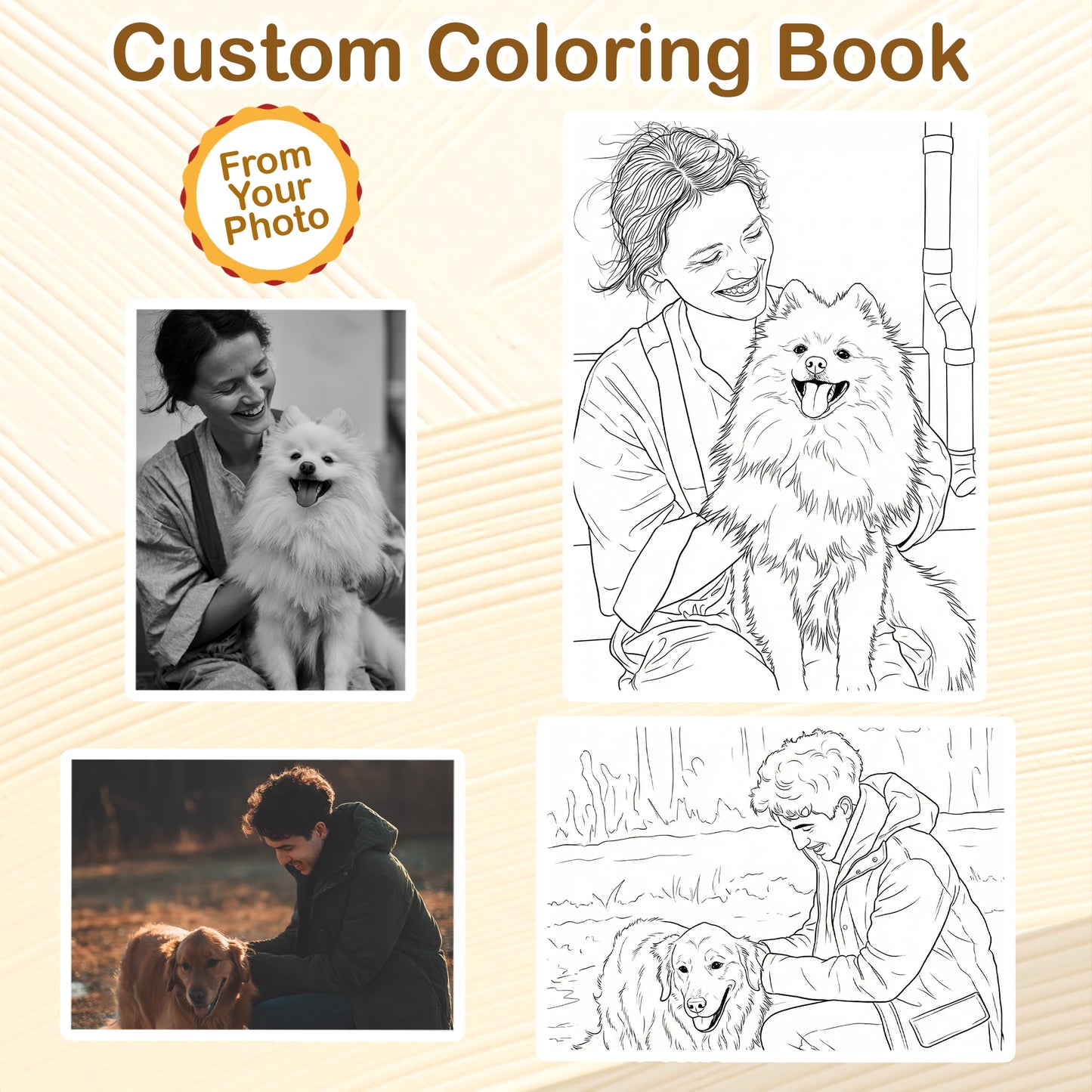 Custom Pet Owner Coloring Book, Turn Your Photos Into Memories