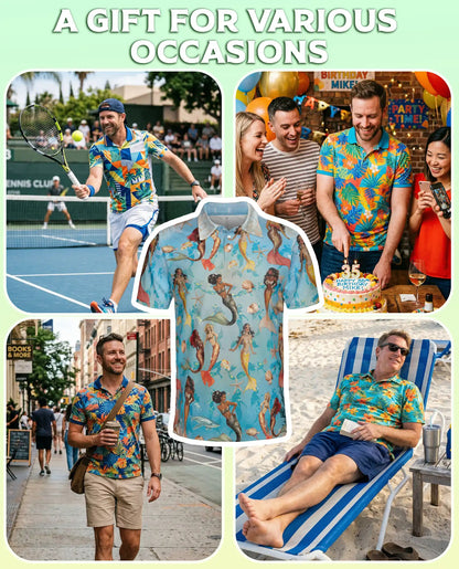 Mermaid Ocean Hawaiian Polo Shirt – Beach Style | Netecom