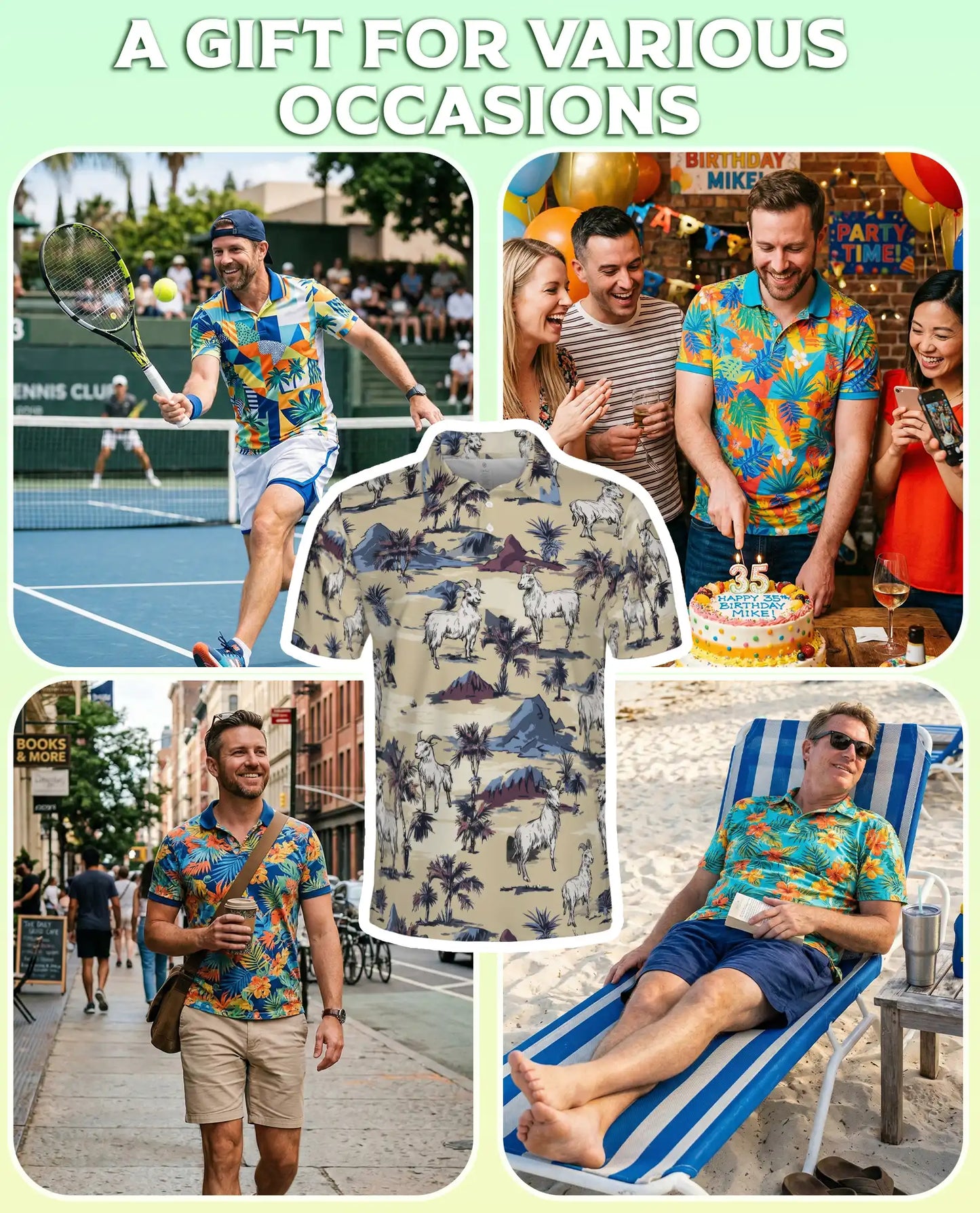 Goat Desert Tropical 3D Polo Shirt for Men – Rustic Farm Animal Style | Netecom