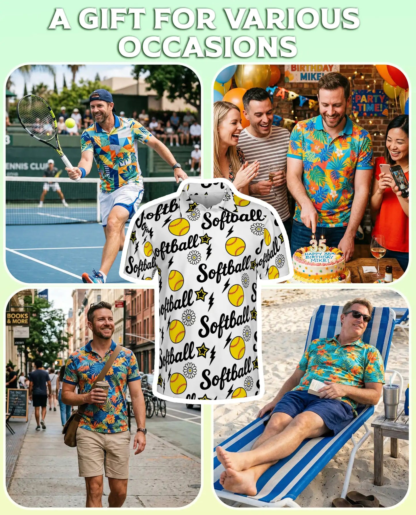 Softball Polo Shirt for Men- Fastpitch Softball Pattern  | Netecom
