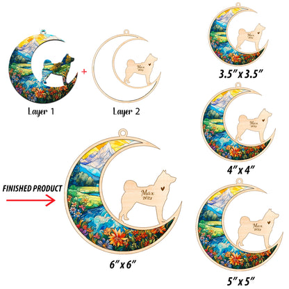 Netecom Akita Dog Memorial Suncatcher, Personalized Akita Christmas Ornament with Name Date, Dog Death Sympathy Gift for Pet Loss Sun Catchers, Dog Grief Gift, Bereavement Gifts for Loss of Pet