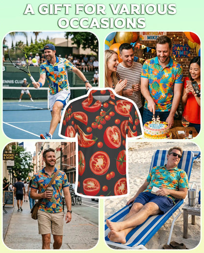 Tomato Slice 3D Polo Shirt for Men – Funny Food Lover Style | Netecom