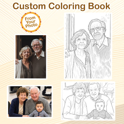Custom Photo Coloring Book for Grandma & Grandpa, Personalized Memory Gift