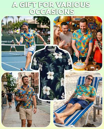 Tropical Hibiscus Palm 3D Polo Shirt for Men – Hawaiian Floral Beach Style | Netecom