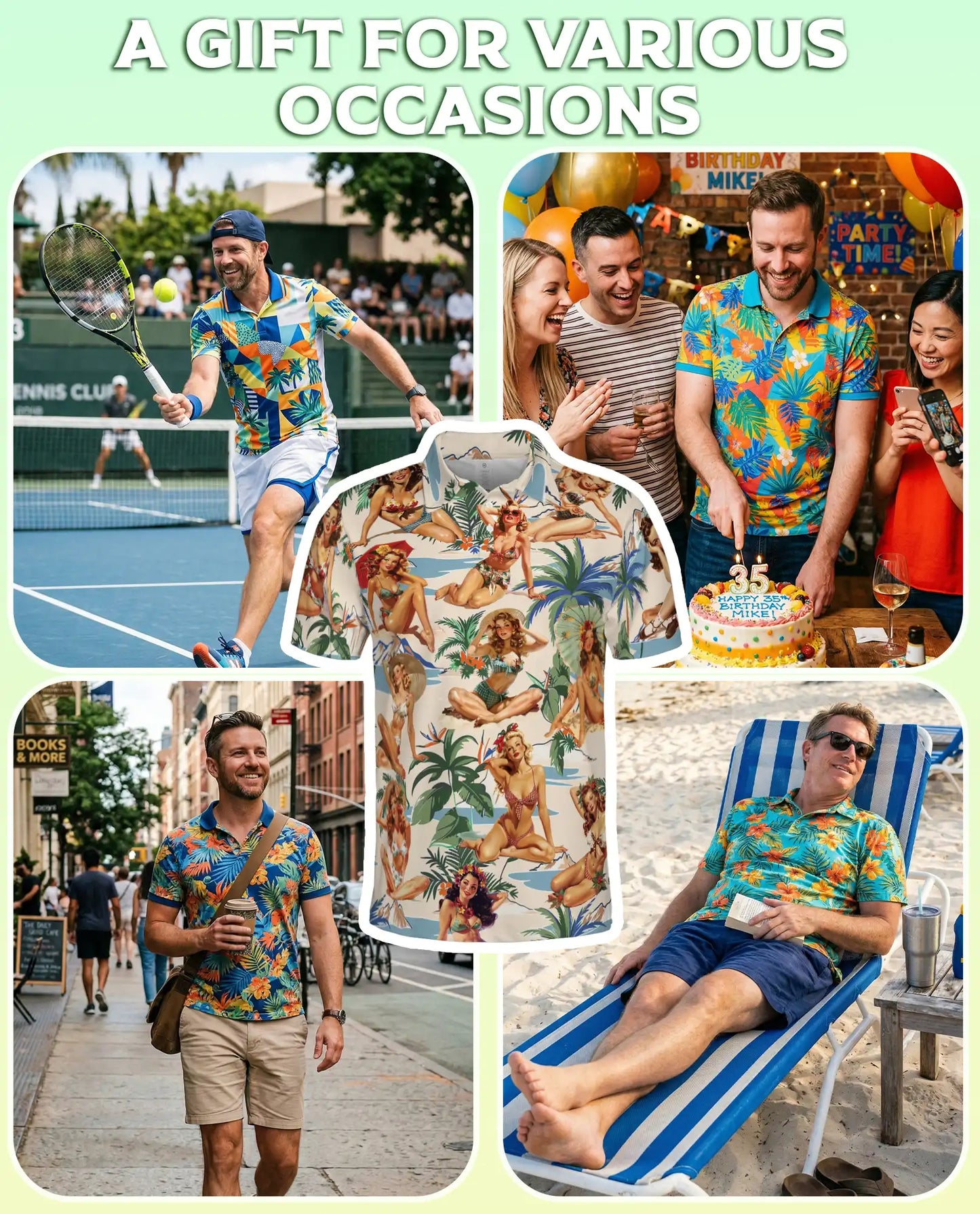 Tropical Pin Up Polo Shirt - Vintage Beach Babe Style | Netecom