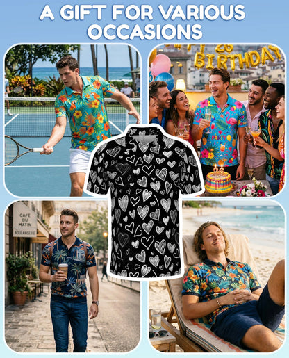 Love Heart Polo Shirt for Men – Romantic Valentine Style | Netecom
