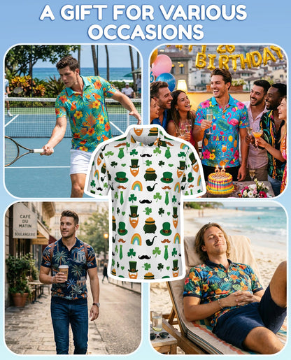 St. Patrick's Day Pattern Polo Shirt for Men – Irish Festival Style | Netecom