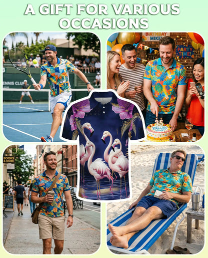 Flamingo Polo Shirt – Tropical Floral Print | Netecom