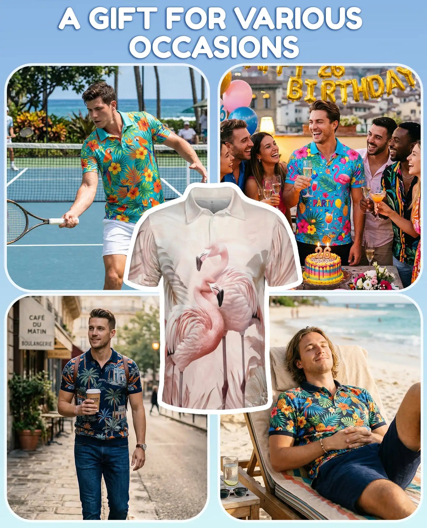 Pink Flamingo 3D Printed Polo Shirt for Men – Summer Tropical Shirt | Netecom