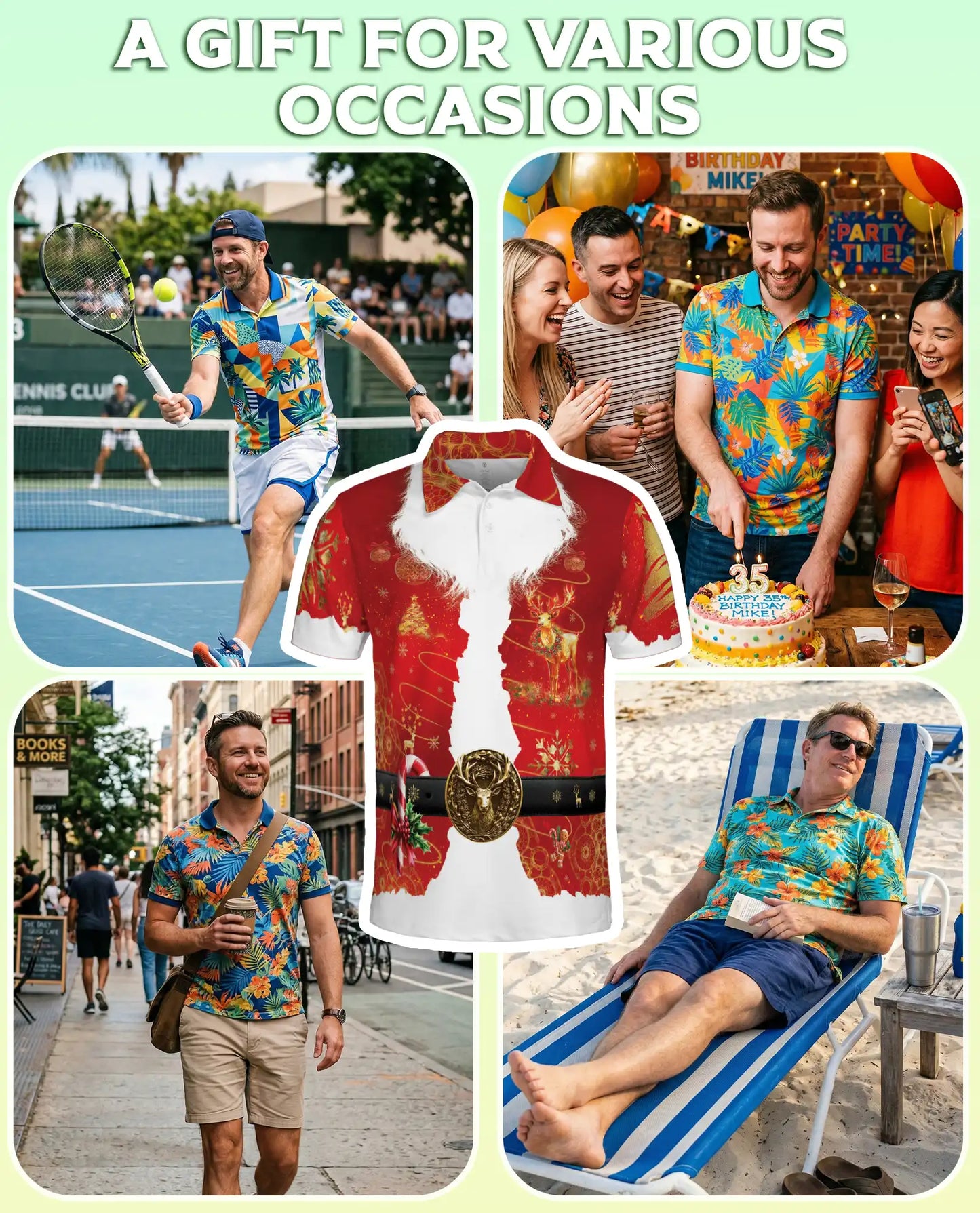 Santa Claus Christmas Polo Shirt for Men | Netecom