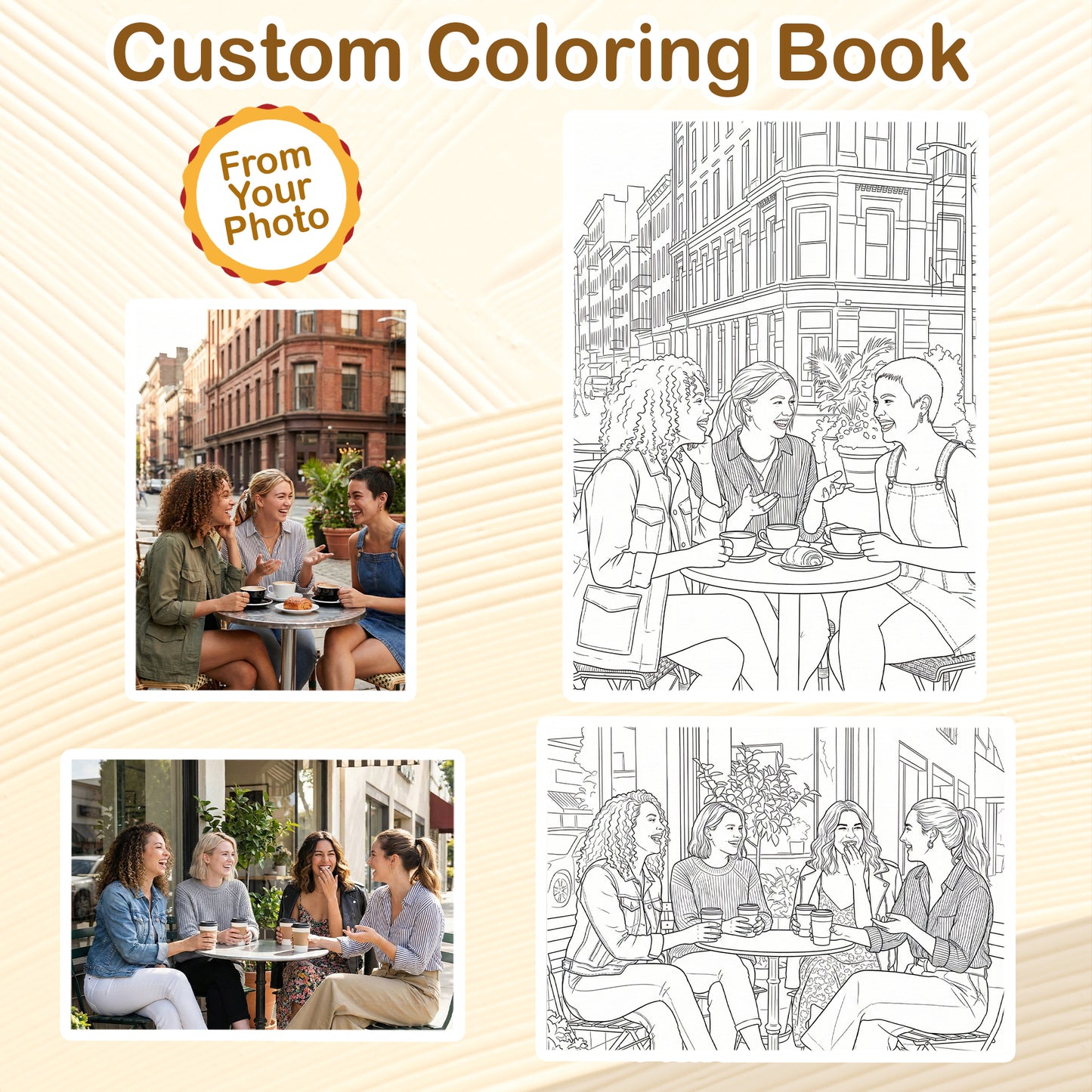 Custom Photo Coloring Book for Besties, Personalized Best Friend Memory Gift