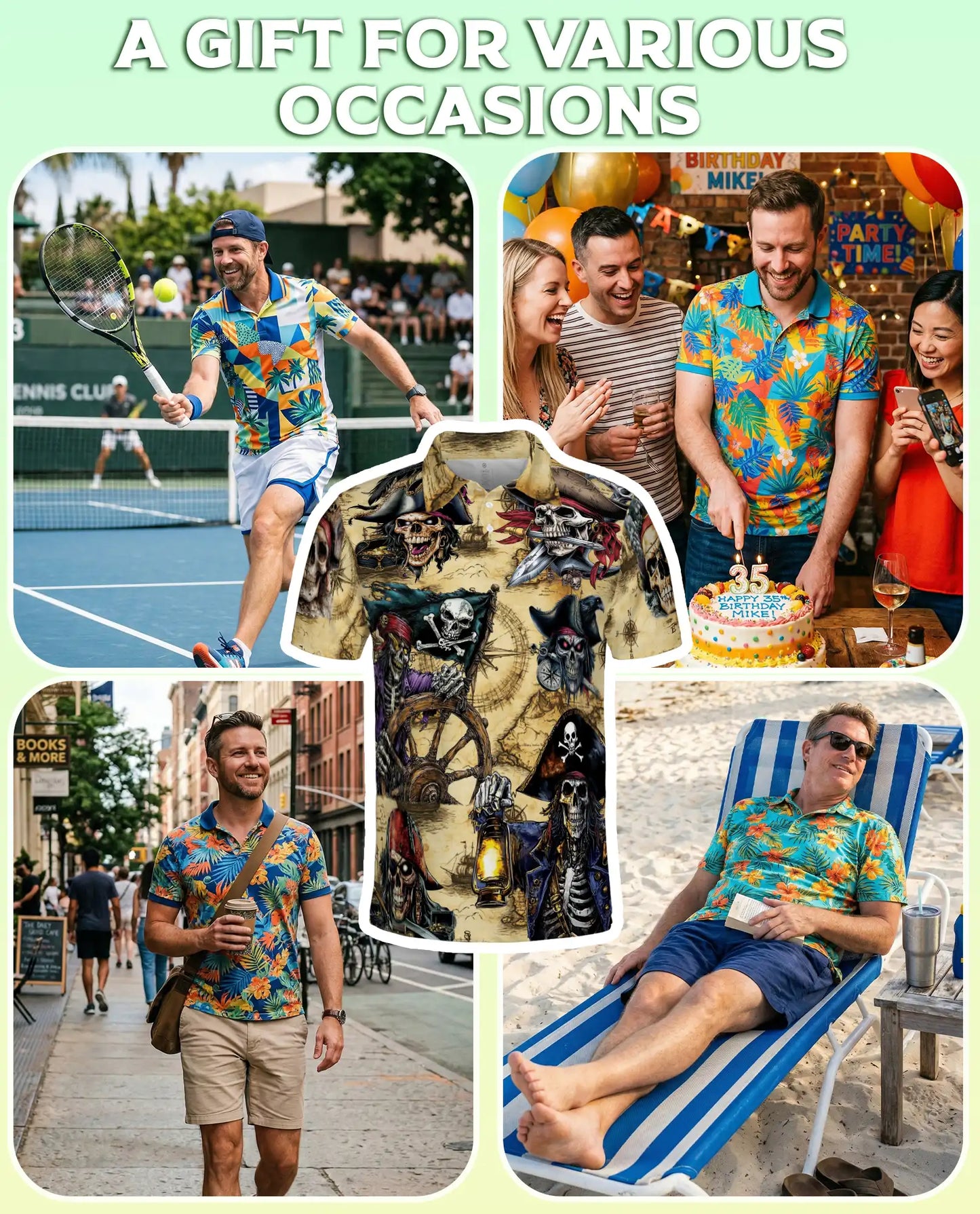 Vintage Pirate Skeleton Polo Shirt-Skull Captain Treasure Map Design | Netecom
