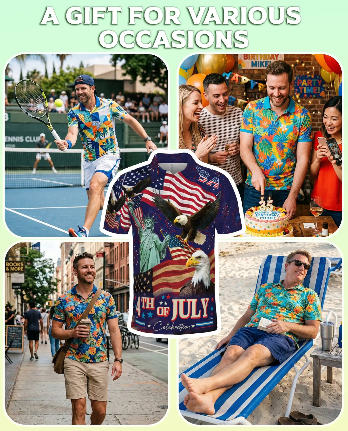 4th of July Polo Shirt – Patriotic Eagle USA Print | Netecom