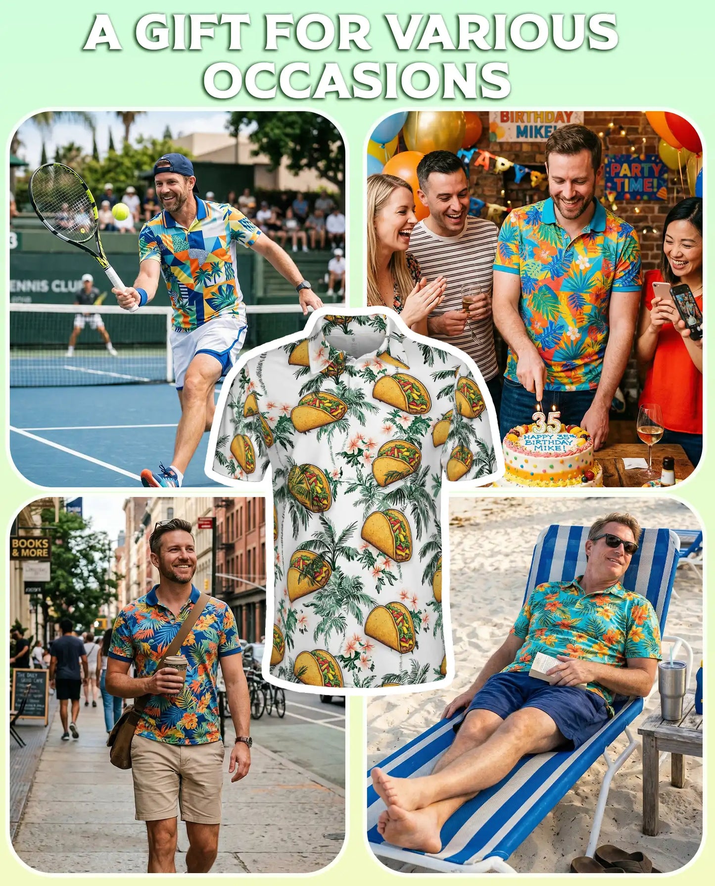 Funny Taco Tropical 3D Polo Shirt for Men – Hawaiian Food Lover Style | Netecom