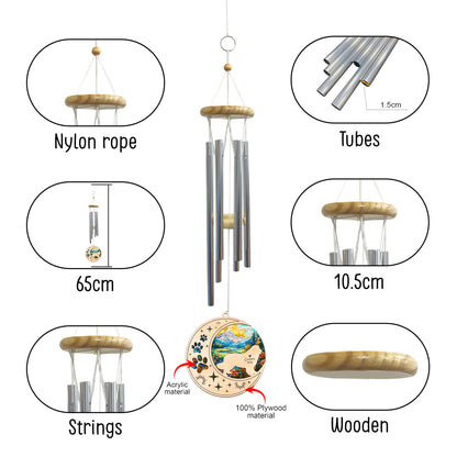 Netecom Newfoundland Dog Wind Chimes Memorial, Personalized Pet Memorial Windchime for Dog Suncatcher, Dog Loss Memorial Ornament, Loss of Pet Remembrance Gift, Sympathy Pet Wind Chimes Outdoor Garden