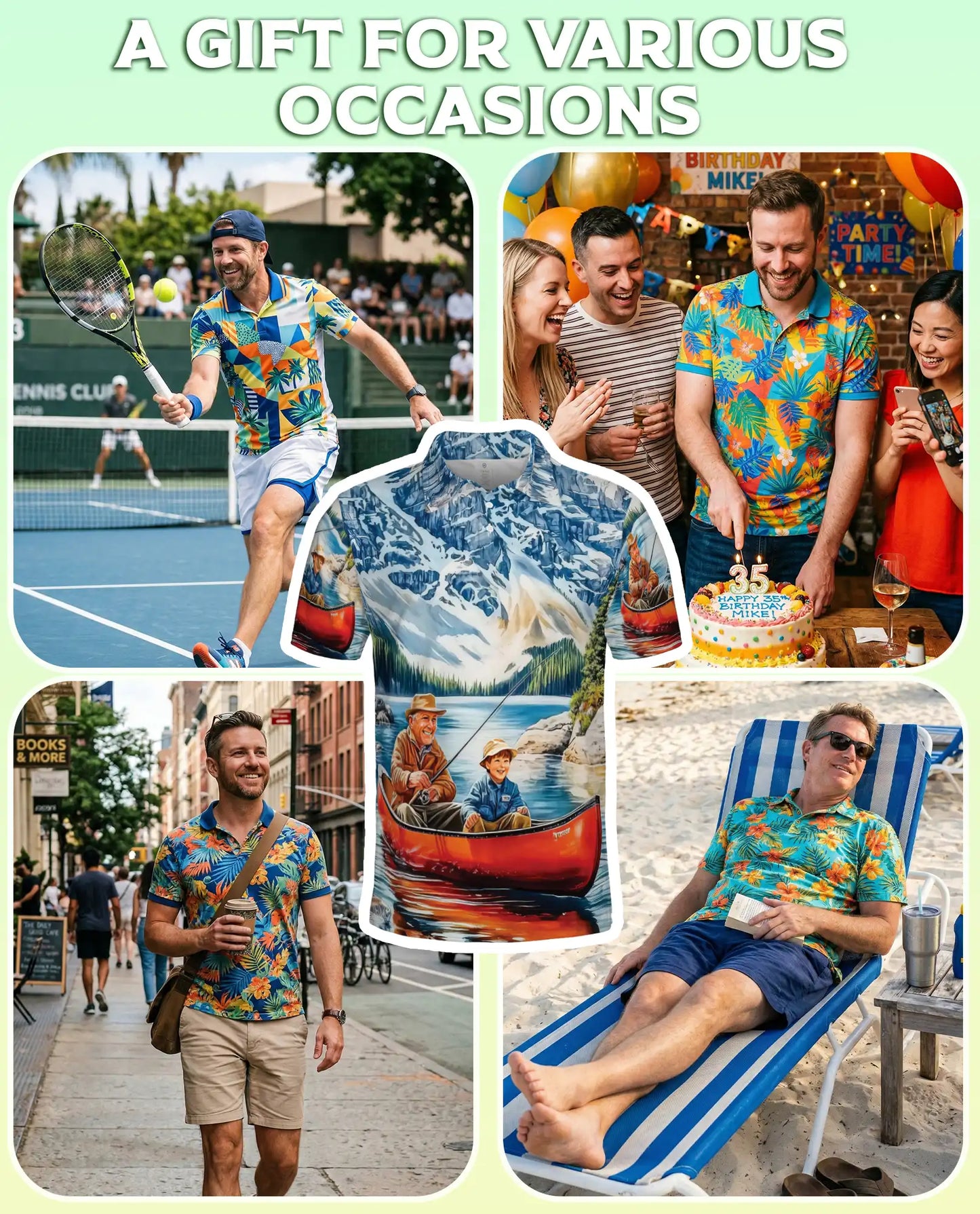 Fishing Adventure Polo Shirt – Mountain Lake Print | Netecom
