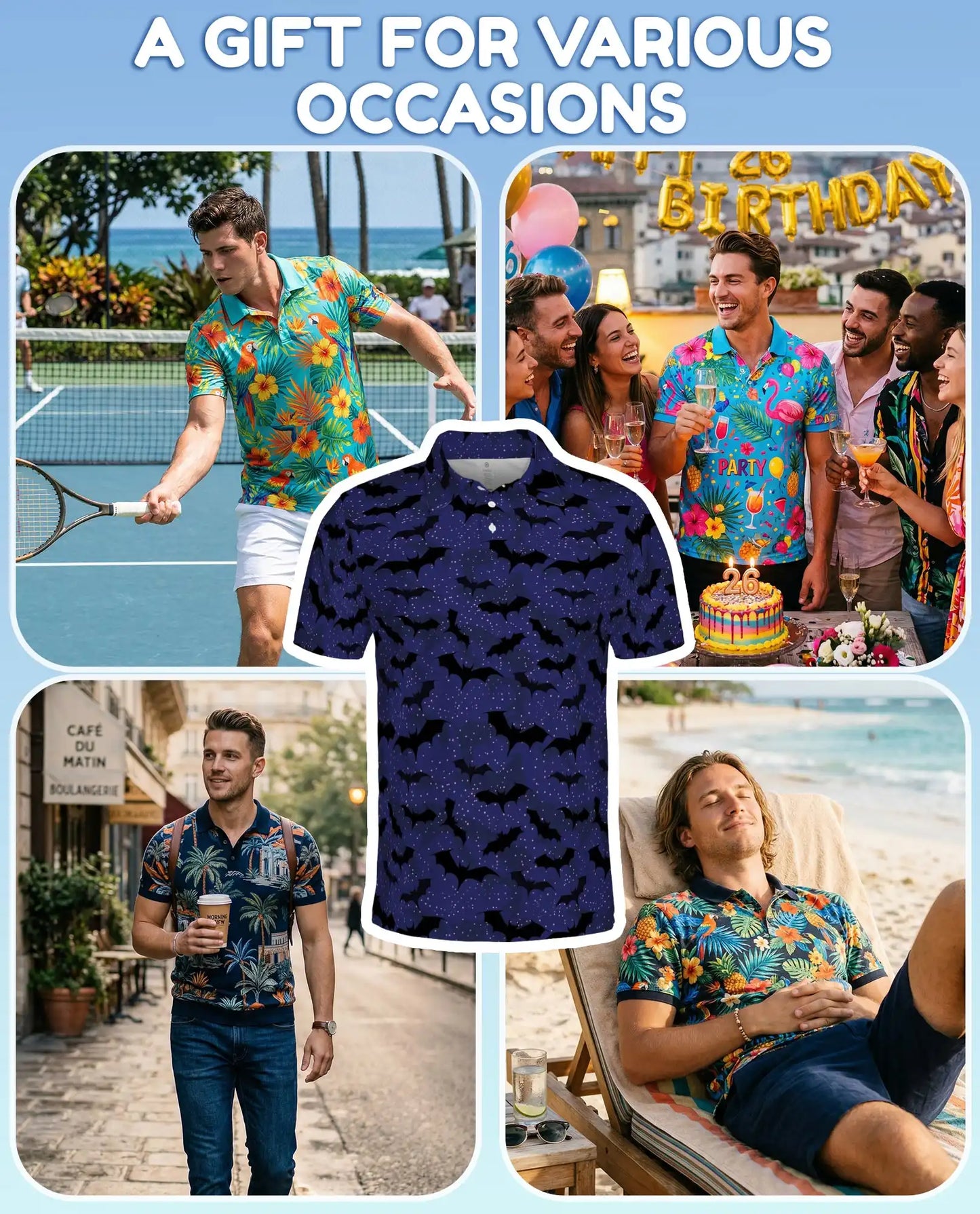 Spooky Bats Polo Shirt for Men – Halloween Night Style | Netecom