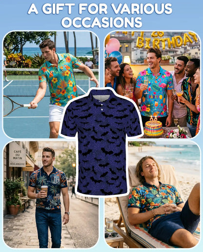 Spooky Bats Polo Shirt for Men – Halloween Night Style | Netecom