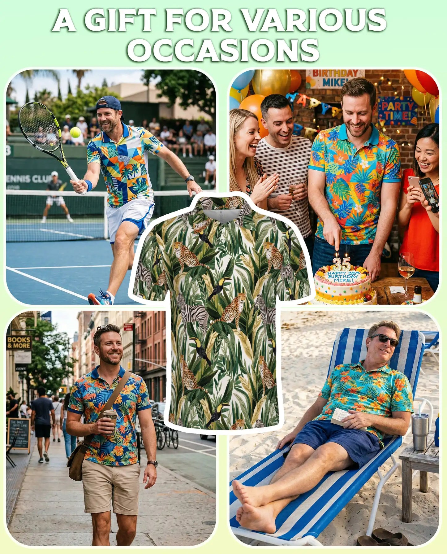 Safari Animal Tropical Hawaiian Polo Shirt | Netecom