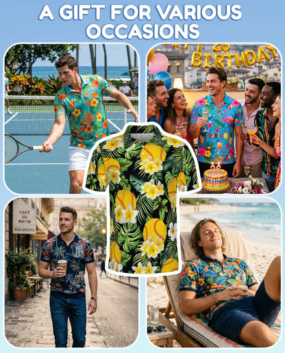 Softball Plumeria Polo Shirt for Men – Tropical Floral Style | Netecom