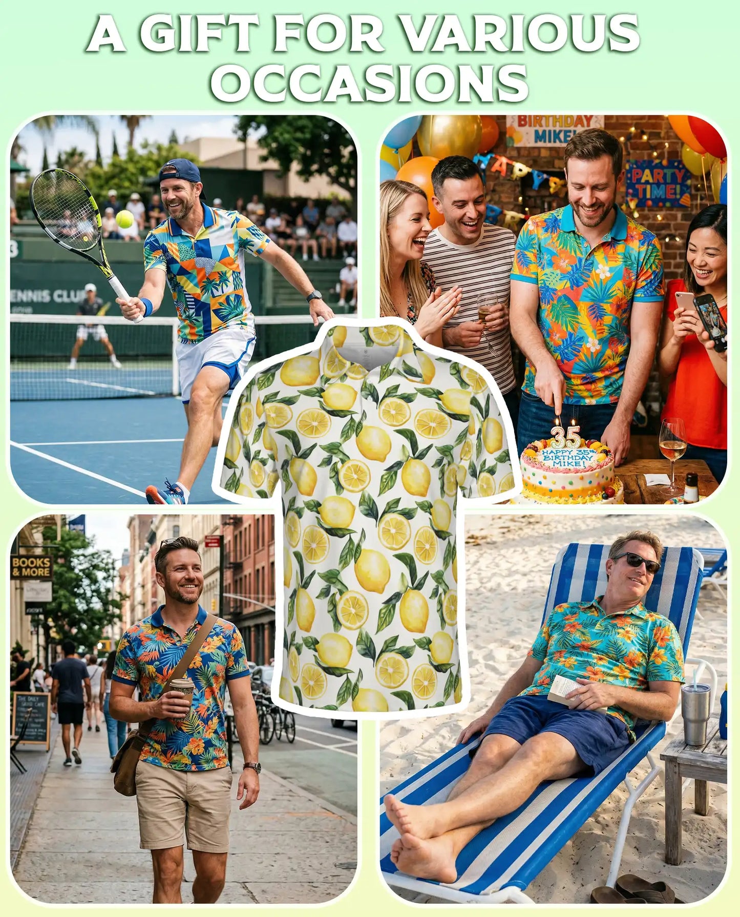 Lemon Print Polo Shirt – Fresh Citrus Pattern | Netecom