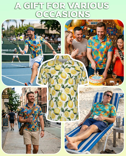 Lemon Print Polo Shirt – Fresh Citrus Pattern | Netecom