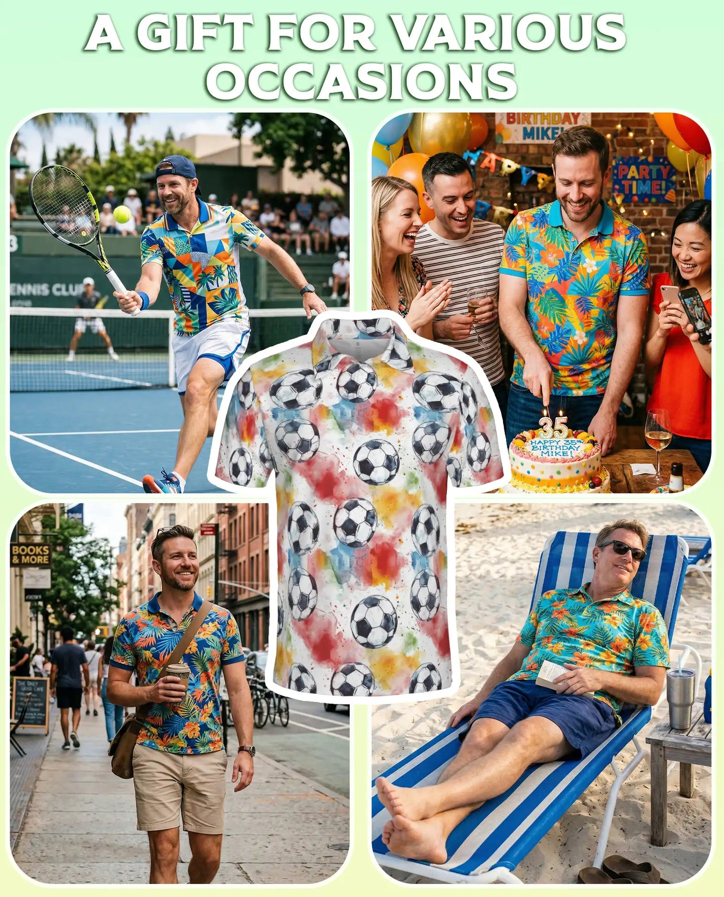 Watercolor Soccer Ball Polo Shirt -Colorful Sports Print | Netecom