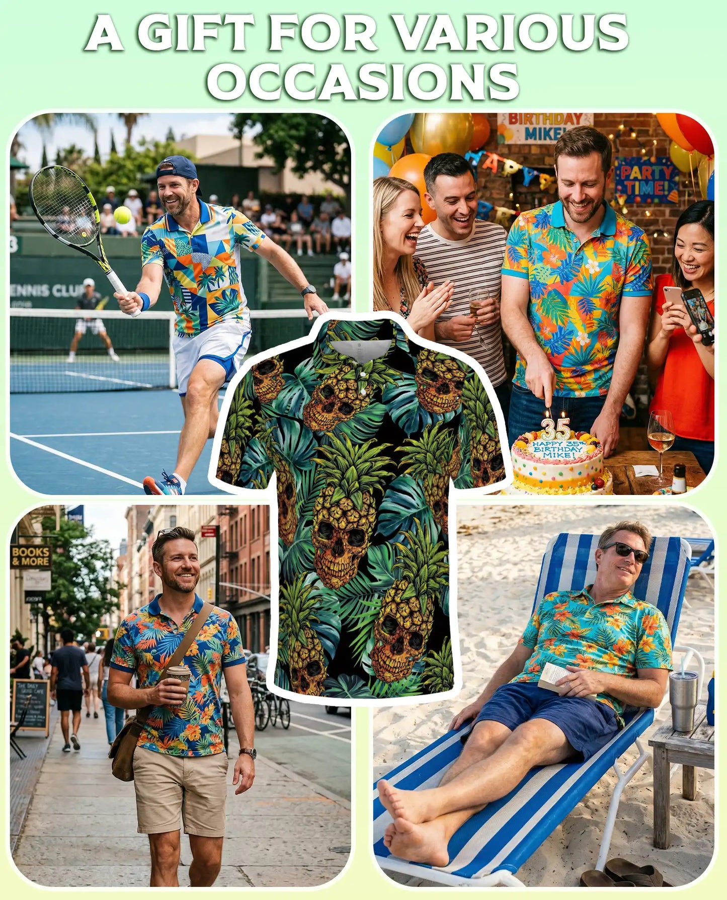 Pineapple Skull Polo Shirt - Tropical Gothic Island Style | Netecom
