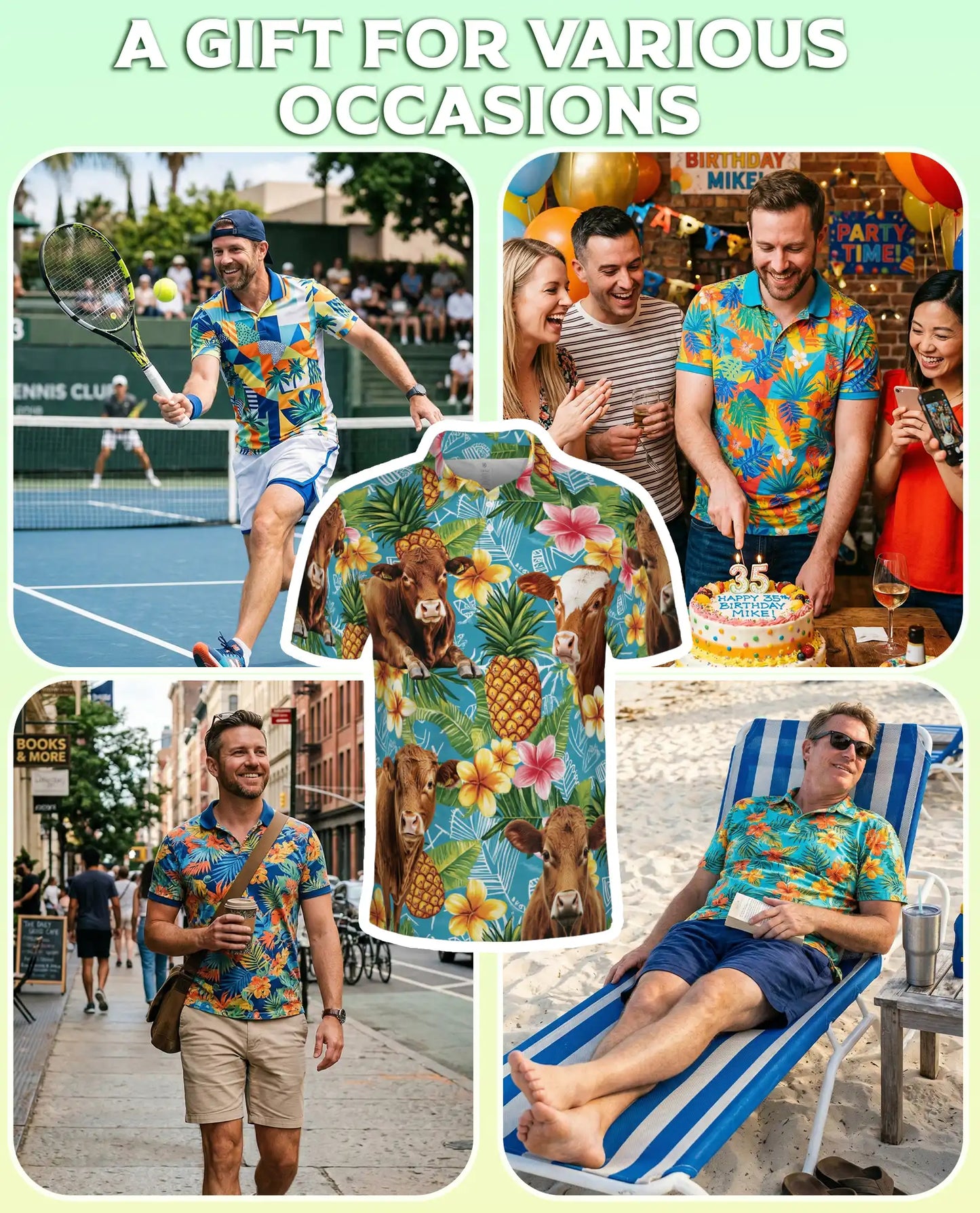 Tropical Cow 3D Polo Shirt for Men – Pineapple Floral Farm Style | Netecom