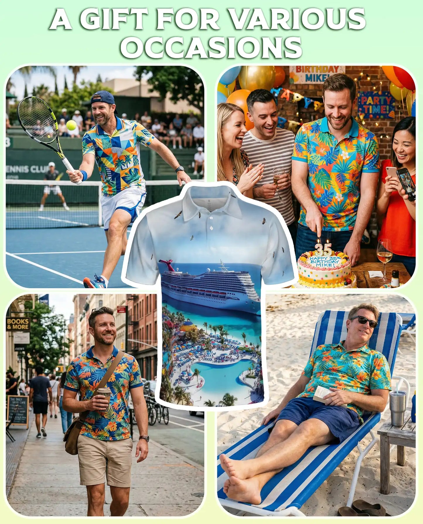 Tropical Cruise Ship 3D Polo Shirt for Men – Ocean Vacation Beach Style | Netecom