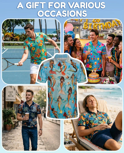 Mermaid Polo Shirt - Tropical Ocean Fantasy Style | Netecom