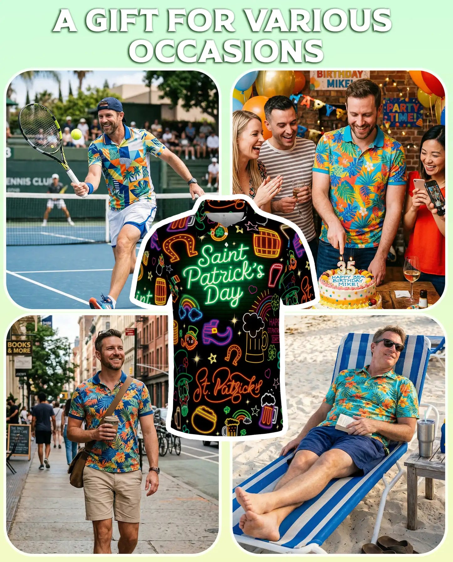 St Patrick’s Day Neon 3D Polo Shirt for Men – Funny Irish Party Style | Netecom