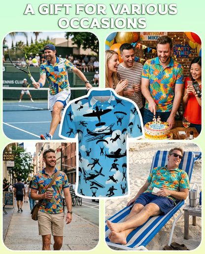 Skydiving Polo Shirt – Parachute Airplane Print | Netecom