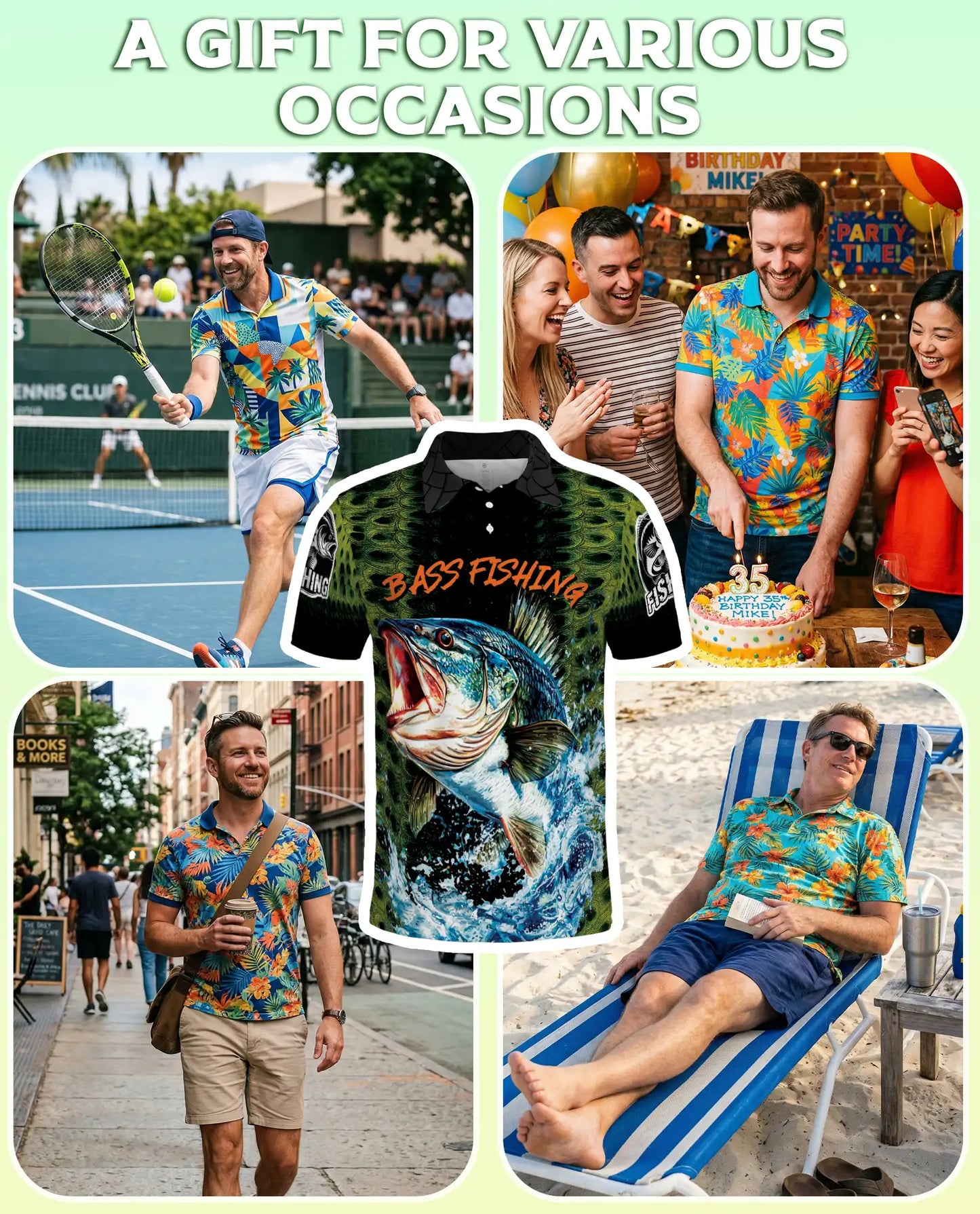 Bass Fishing 3D Polo Shirt for Men – Freshwater Angler Outdoor Style | Netecom