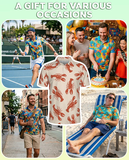Lobster Beach 3D Polo Shirt for Men – Tropical Summer Style | Netecom