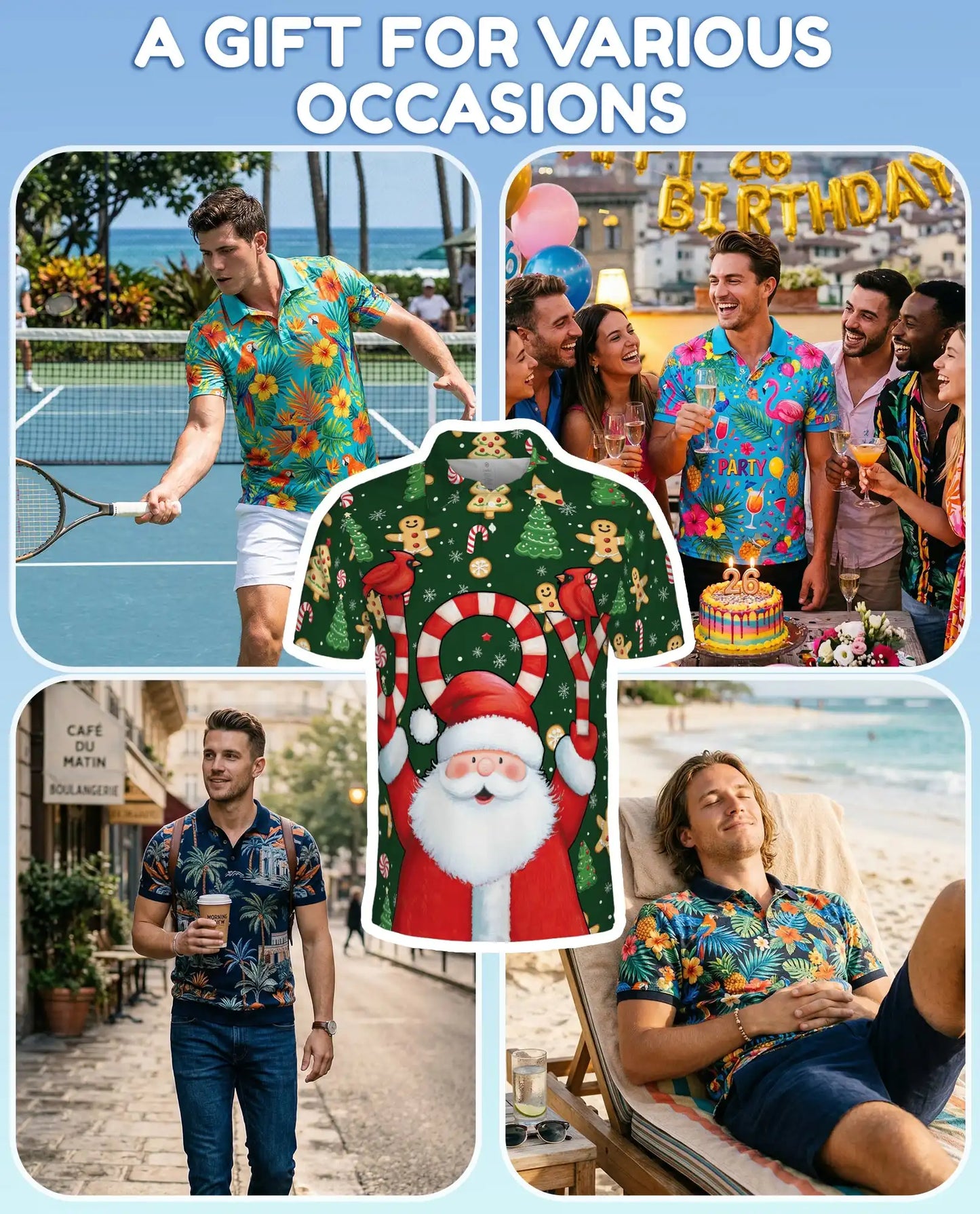 Joyful Christmas Polo Shirt for Men – Santa Holiday Design | Netecom