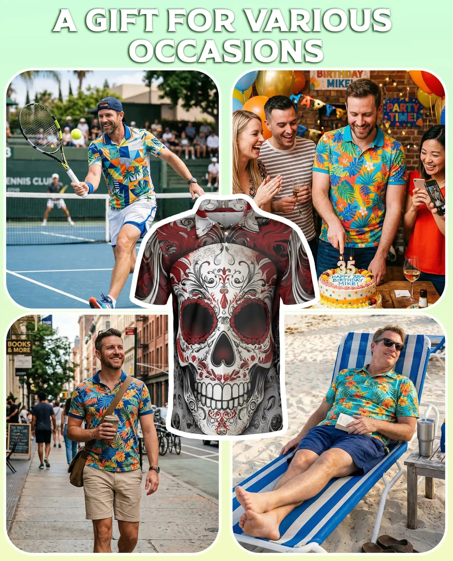 Sugar Skull Polo Shirt – Red Gothic Style | Netecom