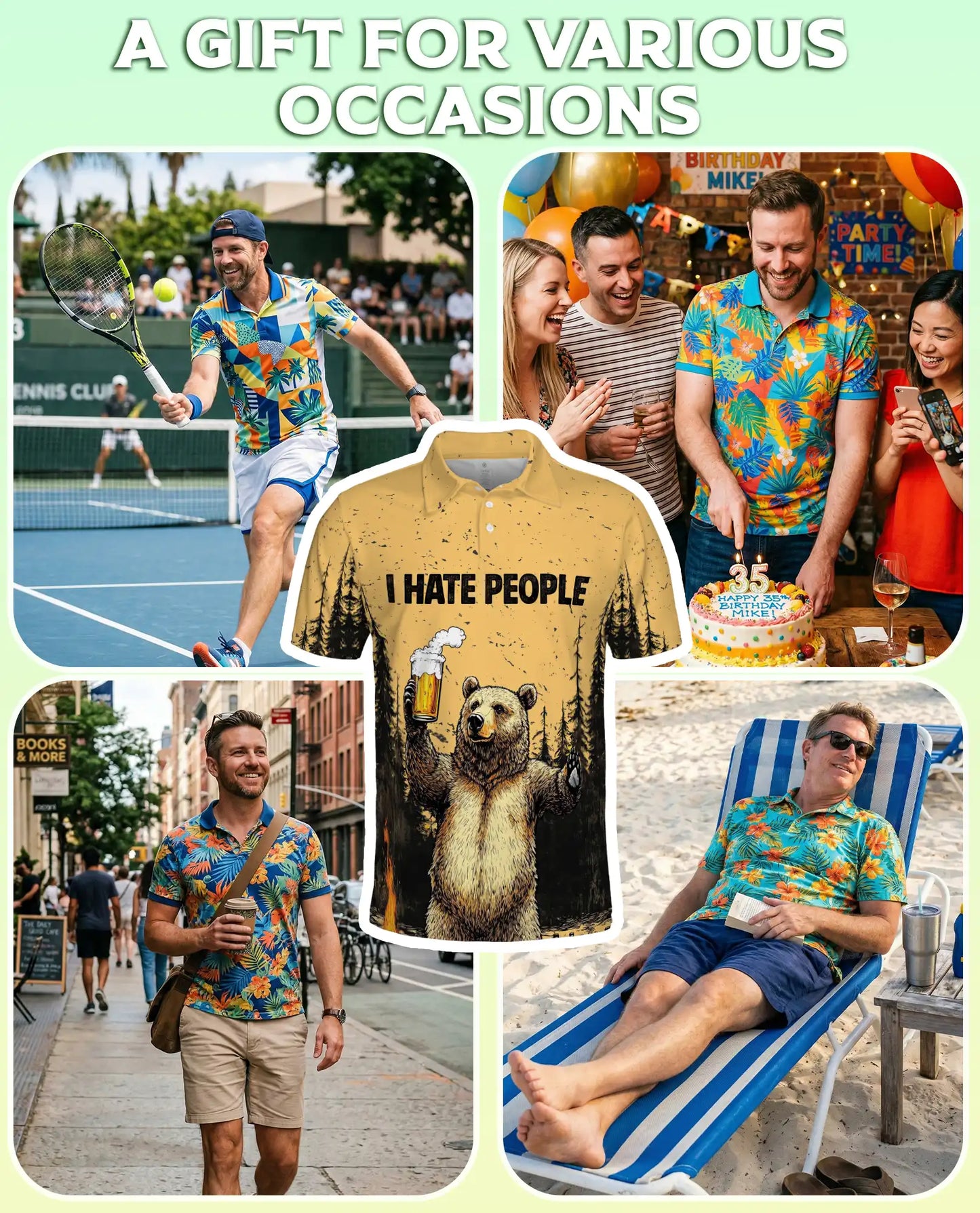 Funny Bear Beer 3D Polo Shirt for Men – Camping Wilderness Humor Style | Netecom