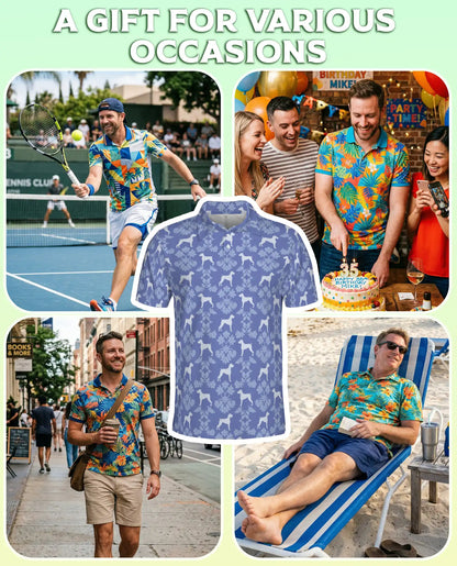 Dog Pattern Polo Shirt – Classic Blue Style | Netecom