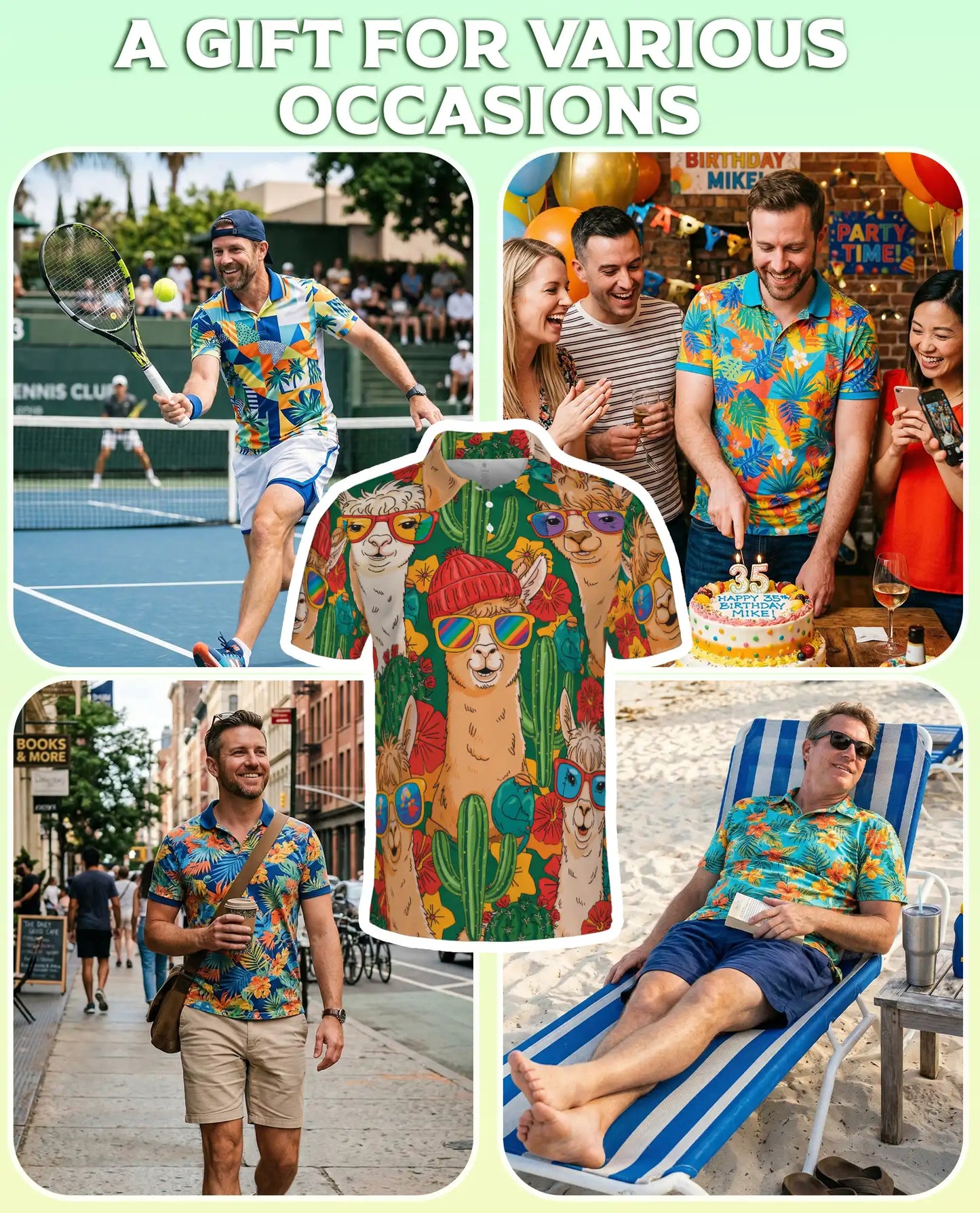Funny Llama Cactus 3D Polo Shirt for Men – Desert Animal Style | Netecom