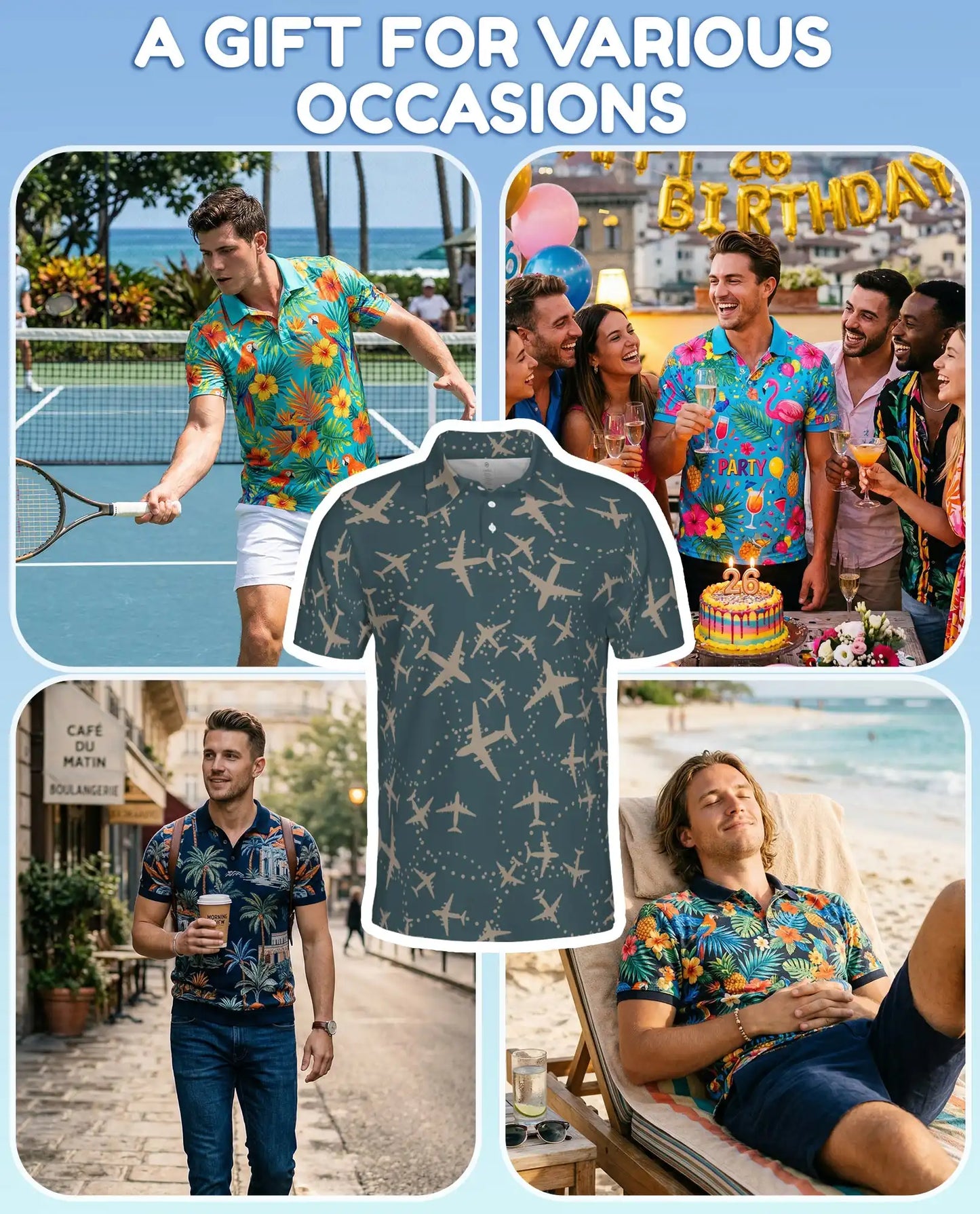 Airplane Polo Shirt - Aviation Travel Flight Route Pattern Design | Netecom
