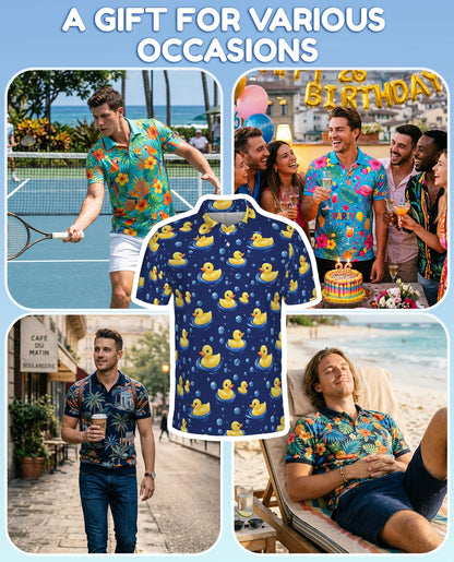 Duck Pattern Polo Shirt for Men – Cute Wildlife Style | Netecom