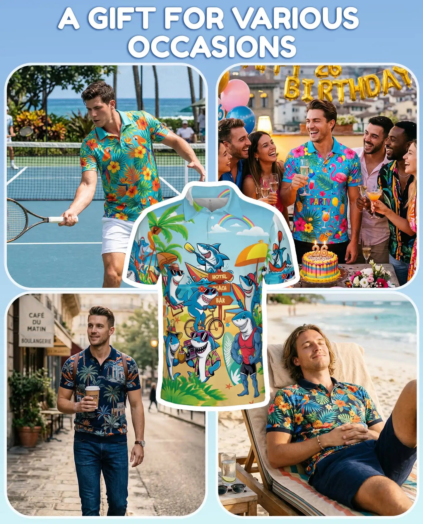 Beach Shark Polo Shirt for Men – Fun Vacation Style | Netecom