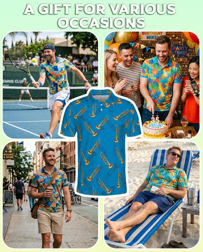 Trumpet Music Hawaiian 3D Polo Shirt for Men | Netecom