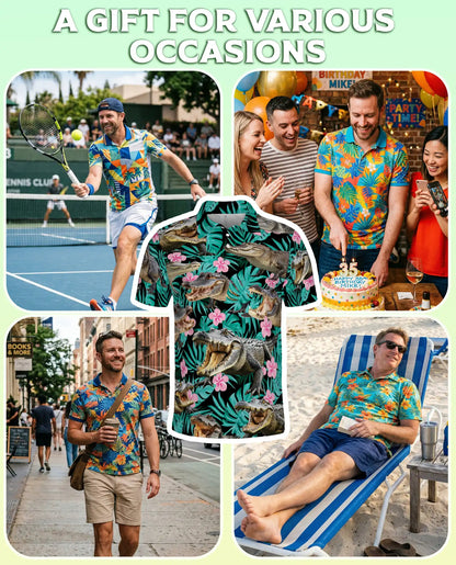 Alligator Tropical Hawaiian Polo Shirt for Men | Netecom