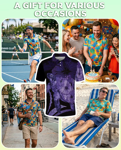 Sea Turtle Polo Shirt – Tropical Hibiscus Print | Netecom