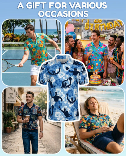 Tropical Water Polo Polo Shirt - Hawaiian Sports Summer Style | Netecom