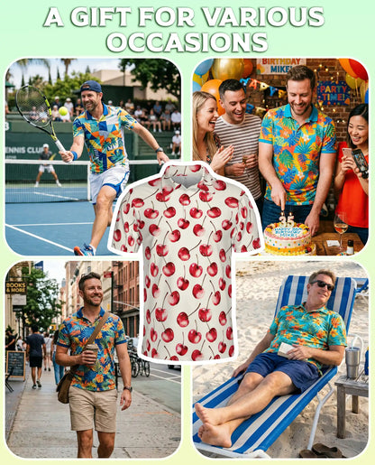 Cherry Print Polo Shirt – Cute Fruit Summer Style | Netecom